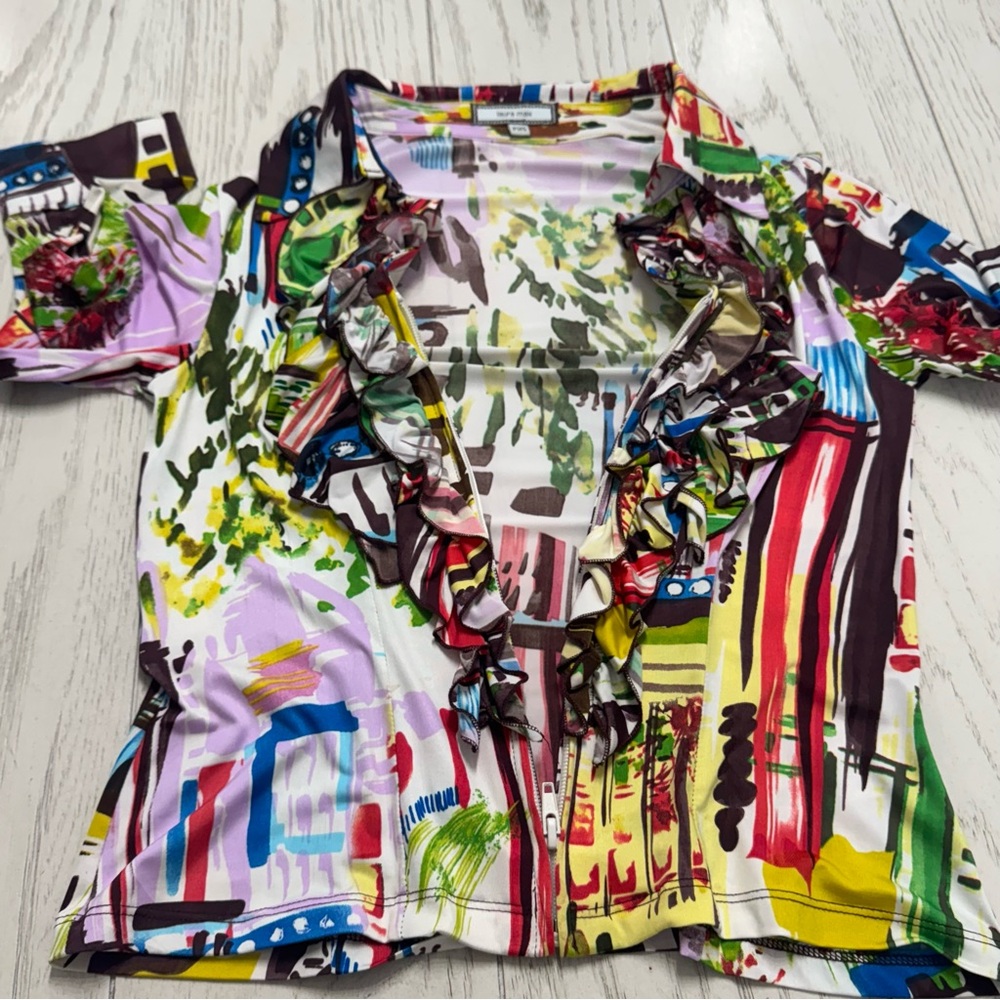 Vibrant Multicolor Ruffled Blouse - Picture 11 of 12